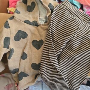 Carter's Heart Hoodie and Striped Pants Set - Beige & Navy